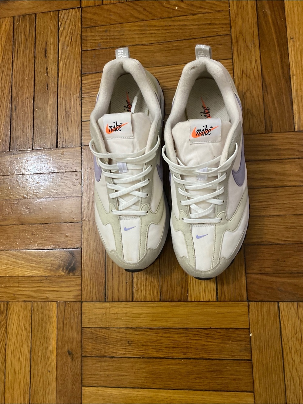 Nike Cream Sneakers with Light Purple Accents
